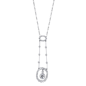 Platinum and Diamond Drop Necklace
