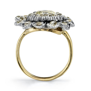 Silver, gold and diamond ring