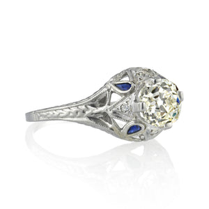 Edwardian Diamond and Blue Sapphire Ring